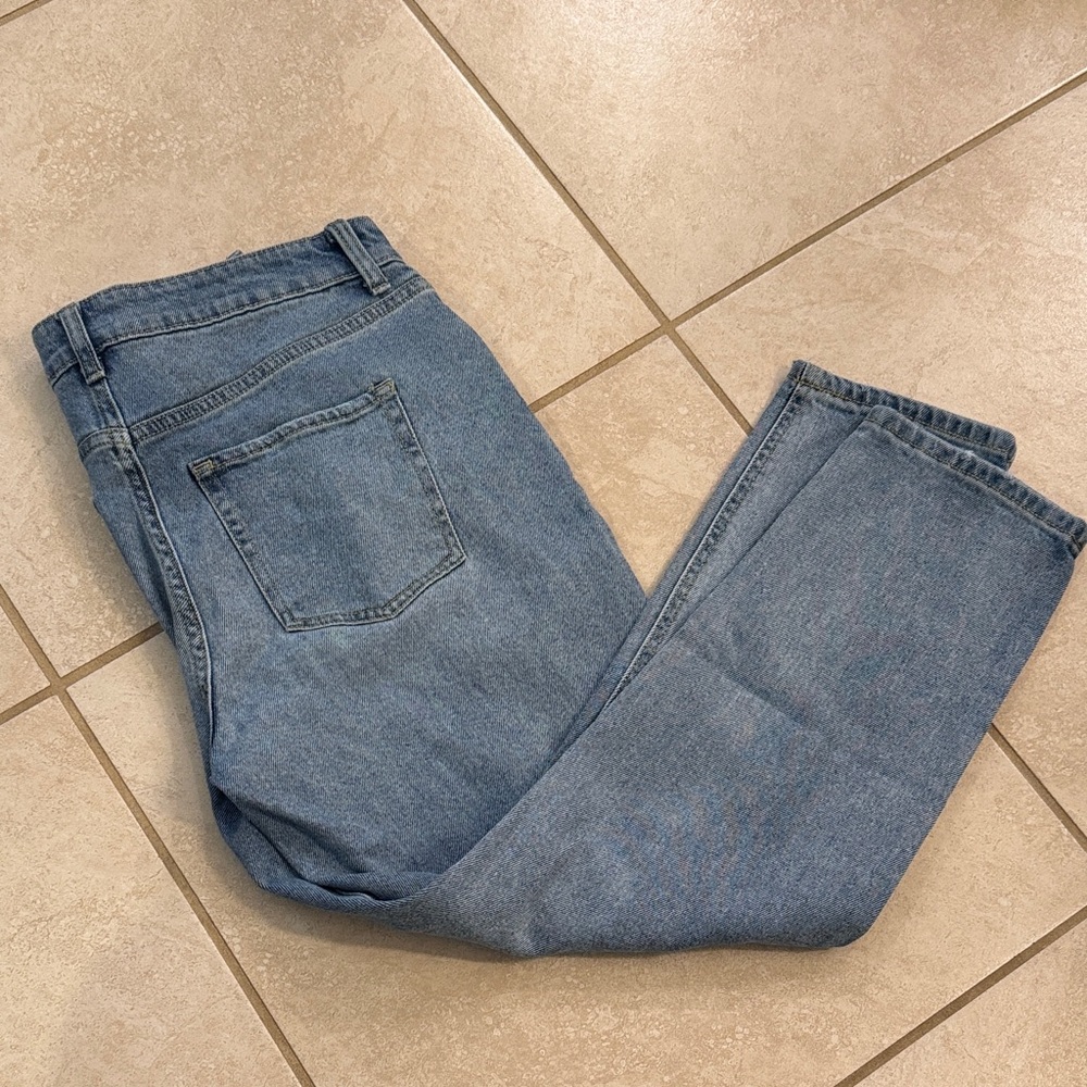 wild fable Women’s Ankle Straight Jeans with Button Fly — Light Blue Wash